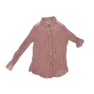 about a girl Pink Long Sleeve Button Up Back Lace Blouse Size XS Women’s
